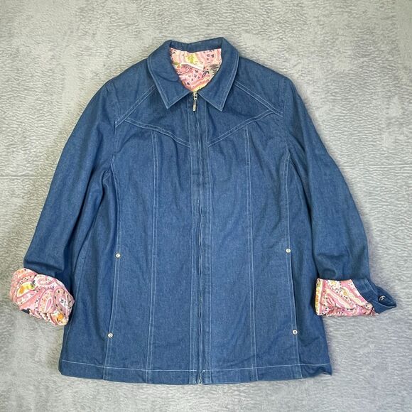 Vintage Alfred Dunner Womens Sz 10 Denim Jacket Zip Up Western Style Jean Coat - Picture 3 of 14